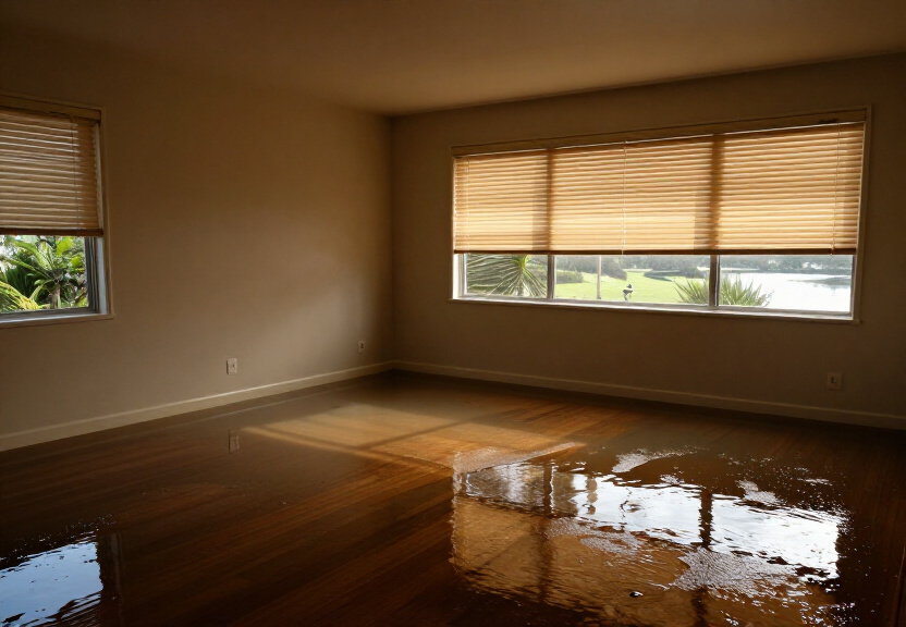 Flooded subfloor in a Marrickville Metro terrace before drying